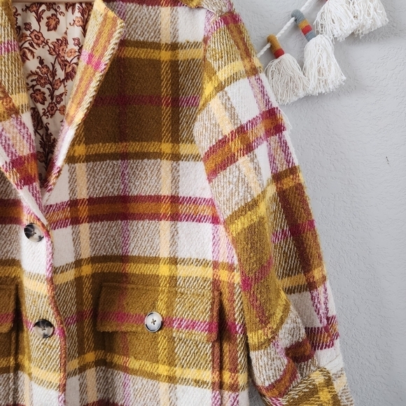 Sundance Doran Plaid Wool Button Down Longline Coat Blazer Minimalist Boho XS - Picture 14 of 14